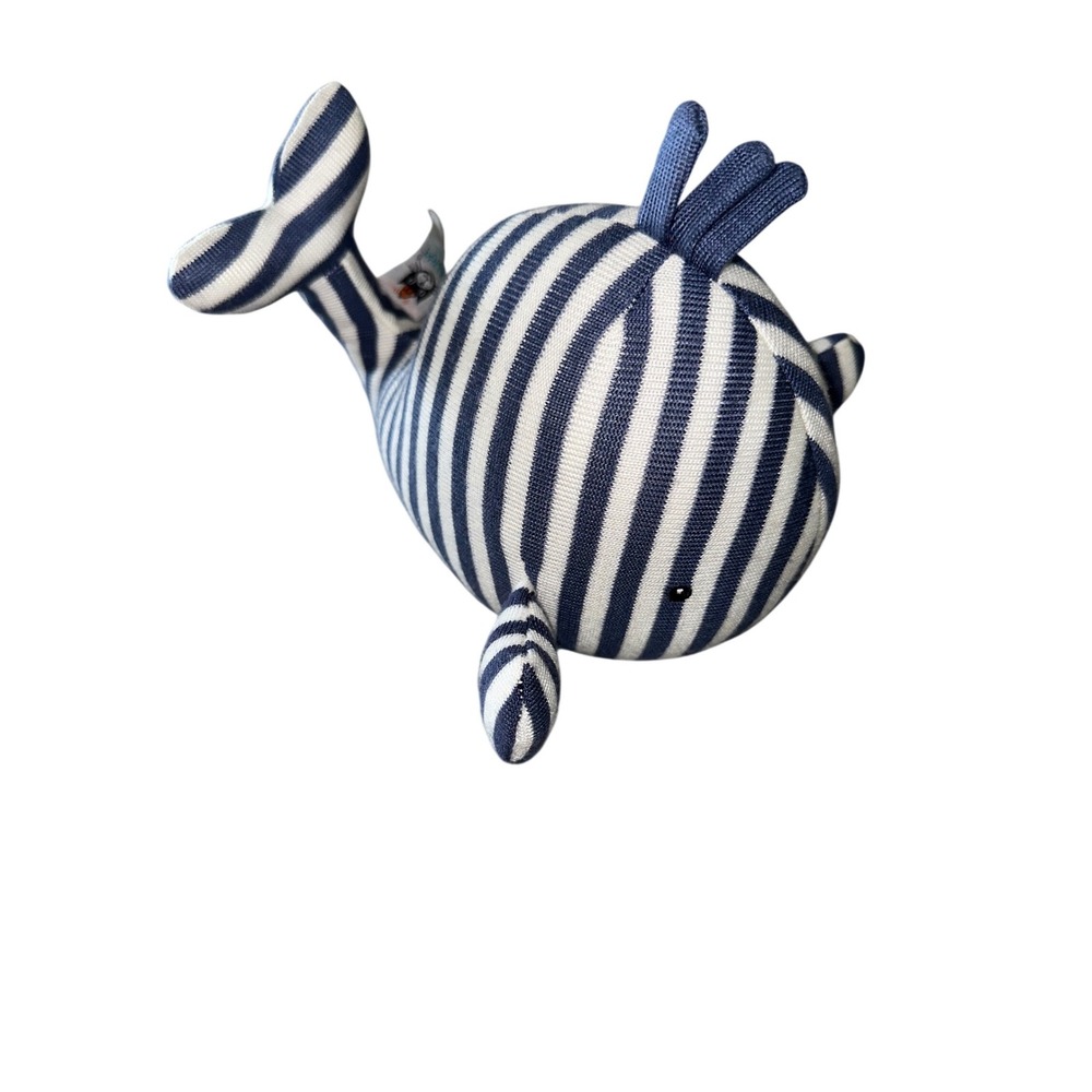 Jellycat Plush Walter Whale Striped Rattle Chime Toy Lovey 9"